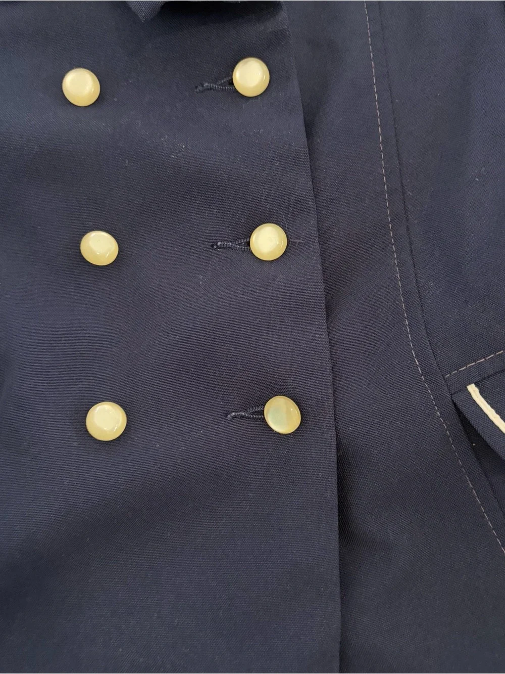 VTG Girls Over Coat Lace Trim Collar Pearl Button Sailor Nautical Navy Size 4